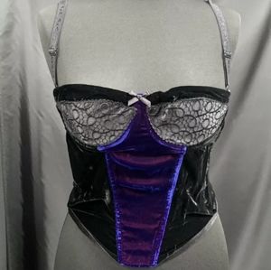 Vintage Deadstock Raven S.D.L. Velvet Corset Bustier